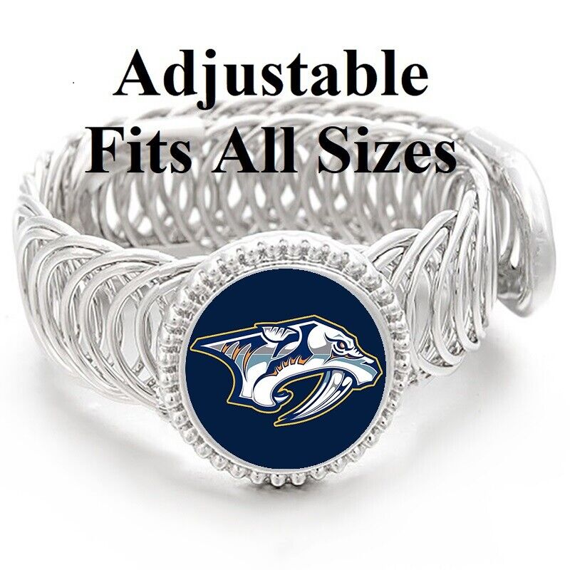 Special Nashville Predators Mens Women'S Silver Link Hockey Bracelet Gift D11