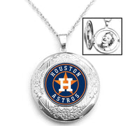 Houston Astros Womens 925 Silver Link Chain Necklace With Photo Locket D16