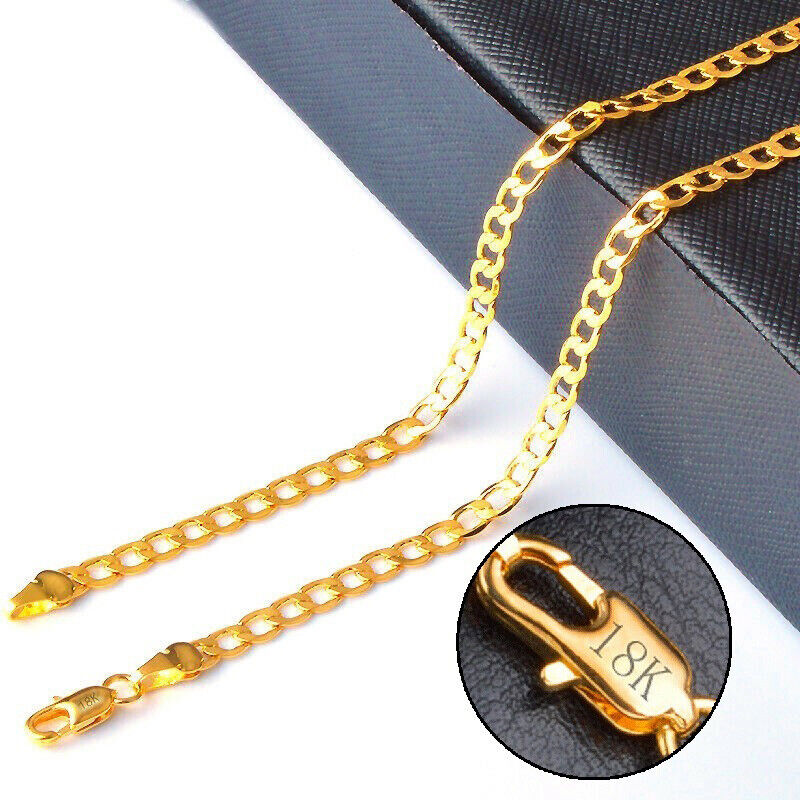 18k Yellow Gold Womens Cuban Wide 8mm Link Chain Necklace w Gift Pkg