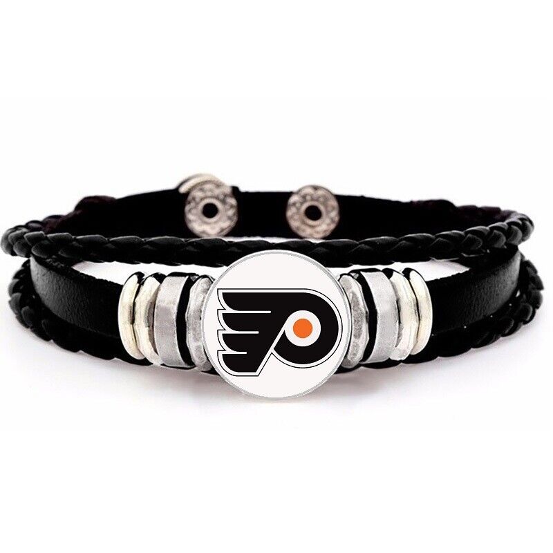 Philadelphia Flyers Unisex Black Leather Bracelet Gift D14