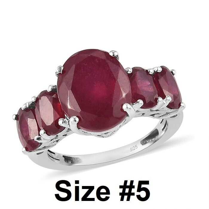 925 Sterling Silver Women's Opulent AAAA Mozambique Ruby Cocktail Ring
