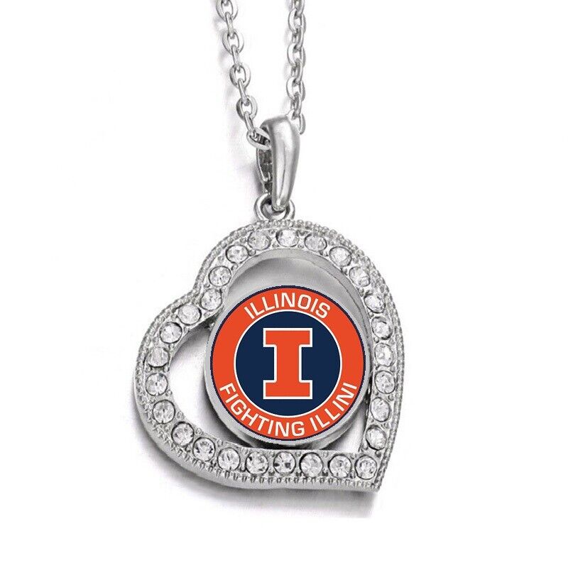 Illinois Fighting Illini Womens Sterling Silver Chain Necklace With Pendant D19