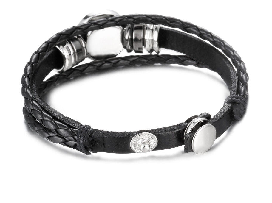 Kansas City Chiefs Mens Womens Black Leather Bracelet Football + GiftPg D14-1