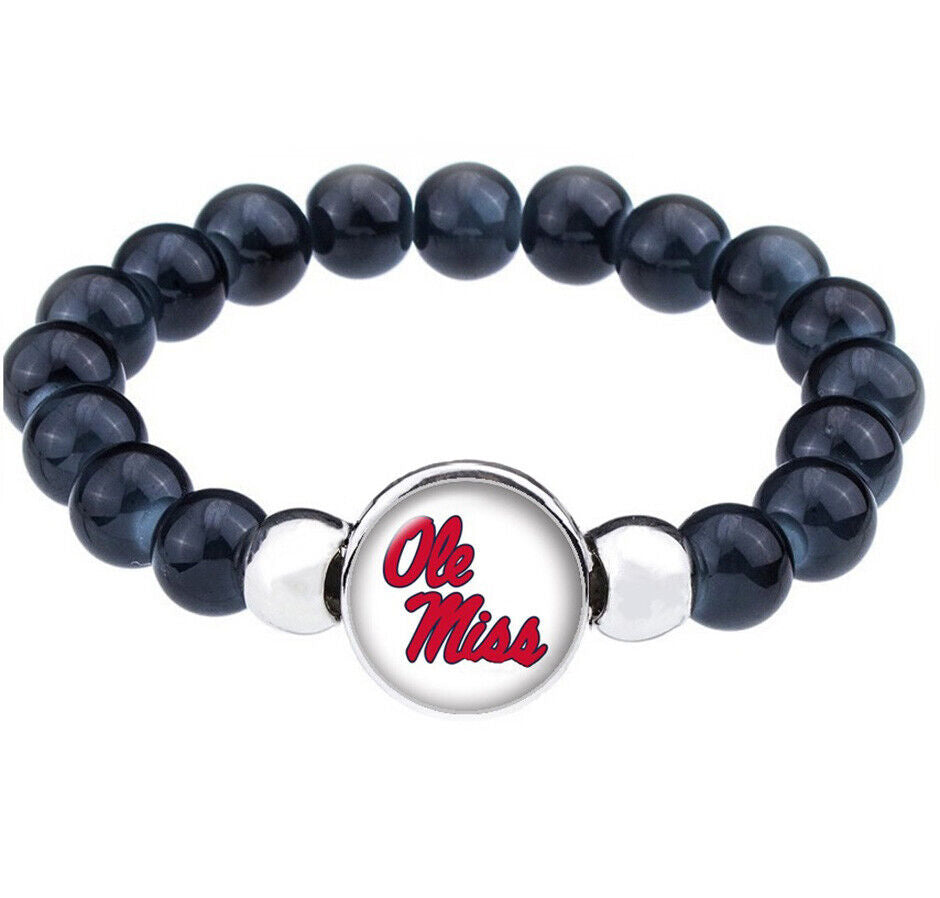 University Of Mississippi Ole Miss Rebels Womens Mens Bead Chain Bracelet D1