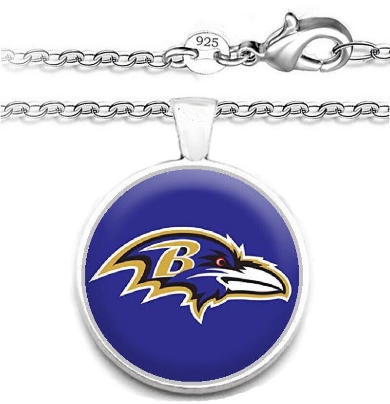 Baltimore Ravens Mens Womens 925 Silver Link Chain Necklace With Pendant A1