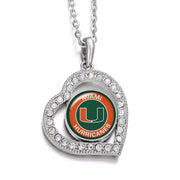 Spec Miami Hurricanes Womens Sterling Silver Link Chain Necklace And Pendant D19