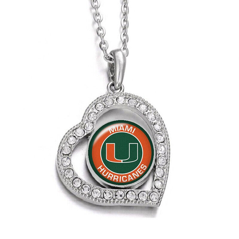 Spec Miami Hurricanes Womens Sterling Silver Link Chain Necklace And Pendant D19
