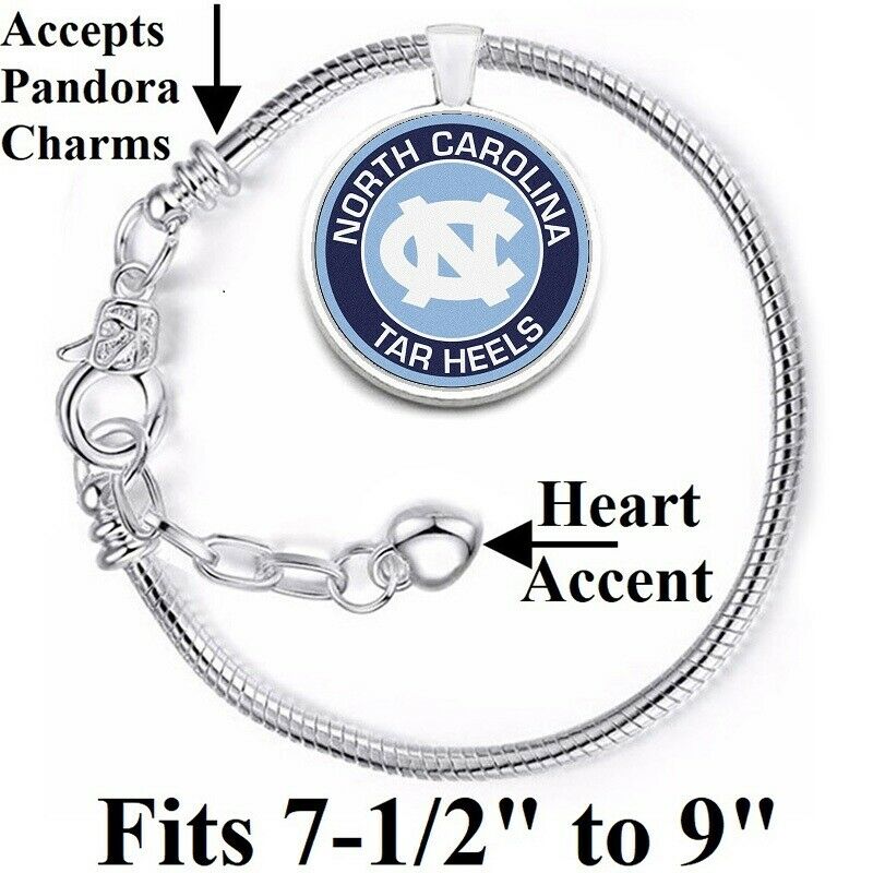 North Carolina Tar Heels University Womens Sterling Silver Bracelet Gift D10