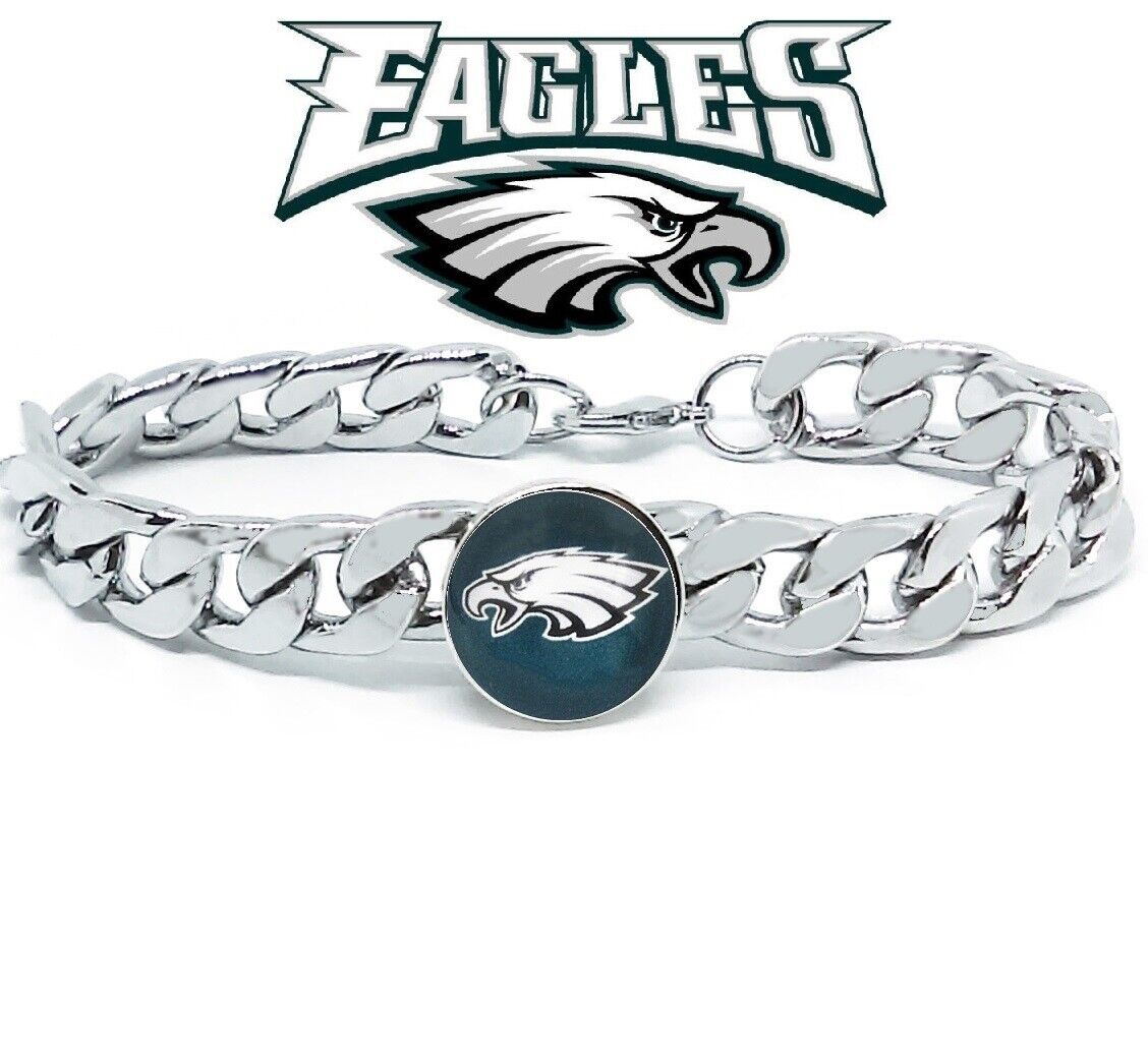 Philadelphia Eagles Stainless Wide 12Mm Womens Mens Link Chain Bracelet Gift D4