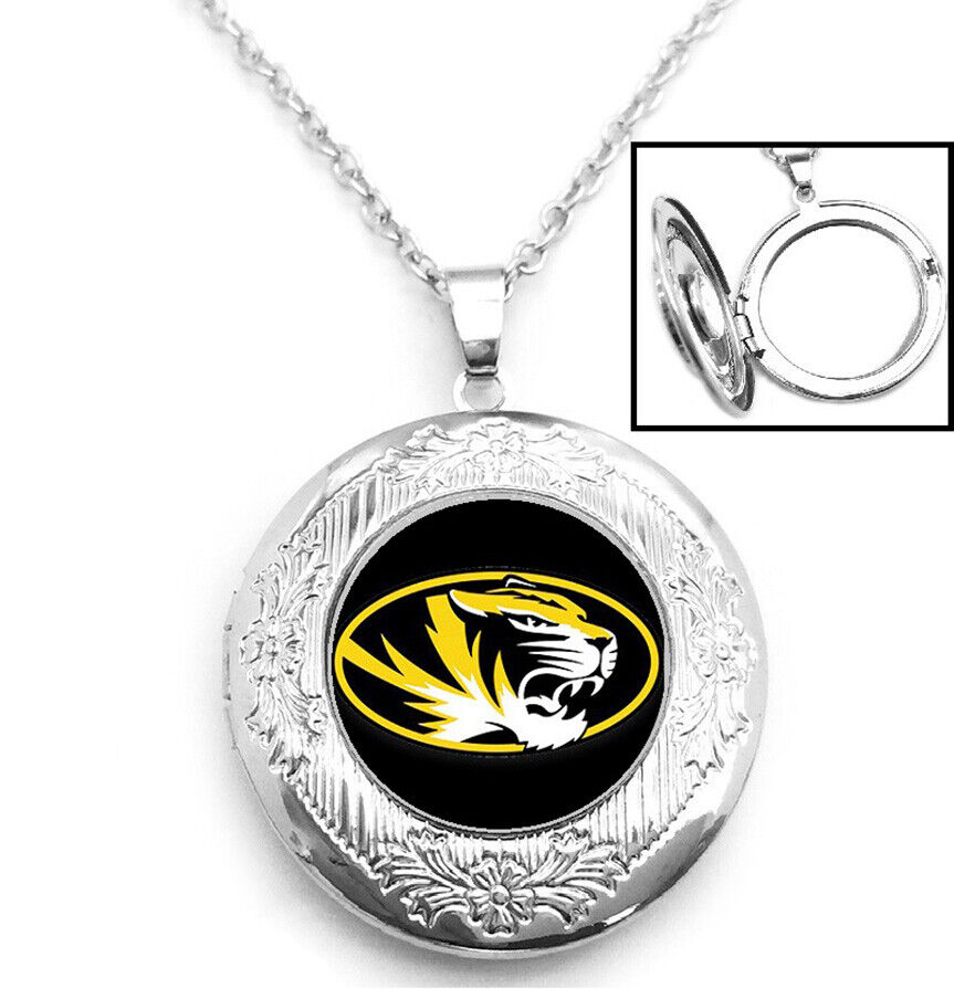 University Missouri Tigers Sterling Silver Link Chain Necklace, Locket D16