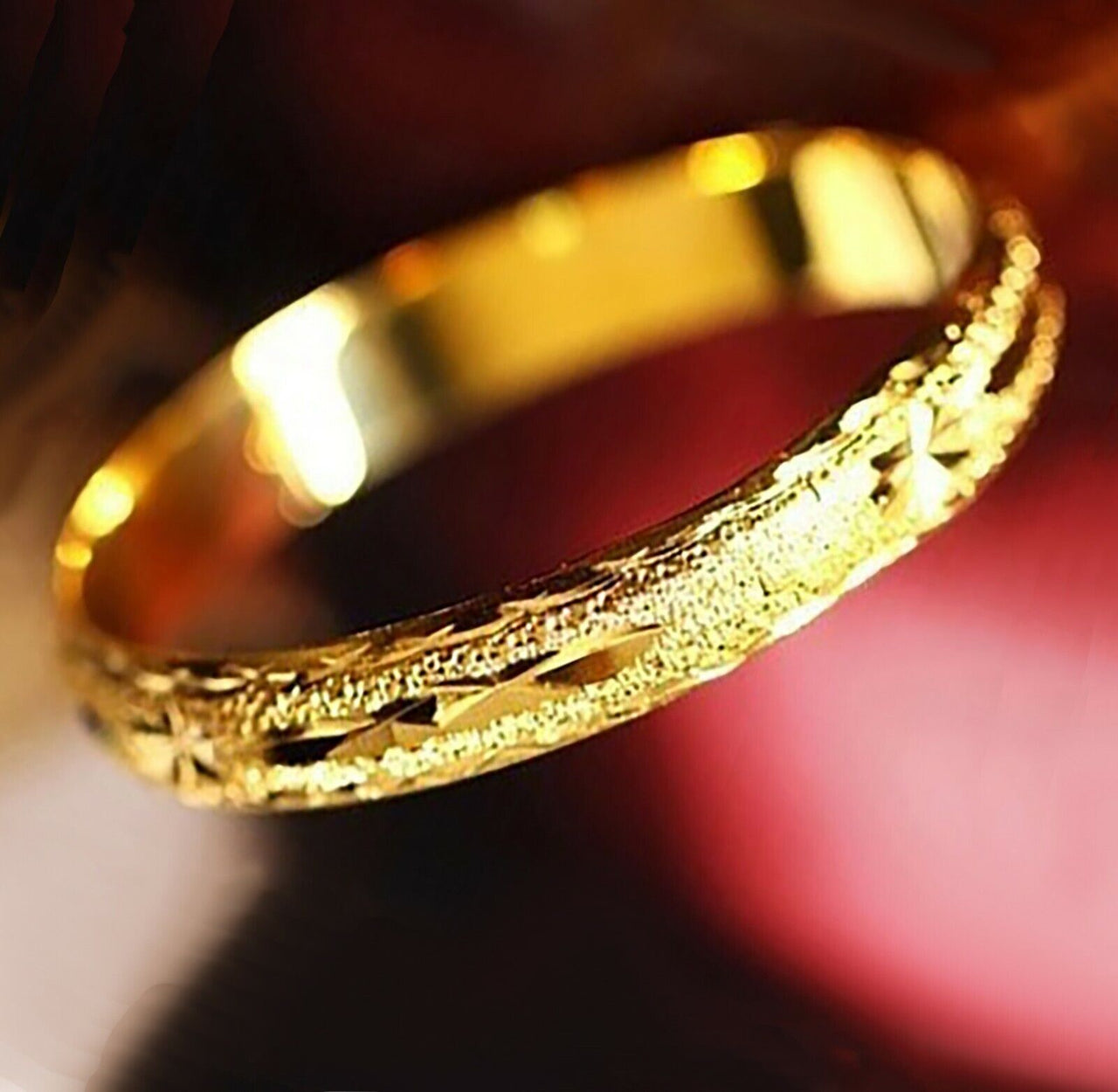 24k Yellow Gold Small 7" Bracelets Bangle Italian Cut Womens Opening D604D
