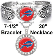 Buffalo Bills Gift Set Womens 925 Sterling Silver Necklace With Bracelet D3D18