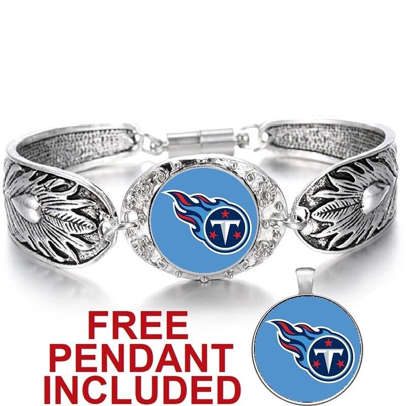 Tennessee Titans Women'S Sterling Silver Bracelet Football Gift W Gift Pkg D3