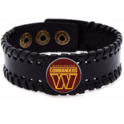 Washington Commanders Men'S Women'S Black Leather Bracelet Football Gift D8