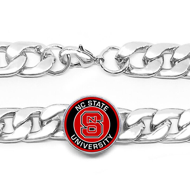 Nc State University Mens Stainless Steel Link Chain Bracelet Jewelry Gift D4