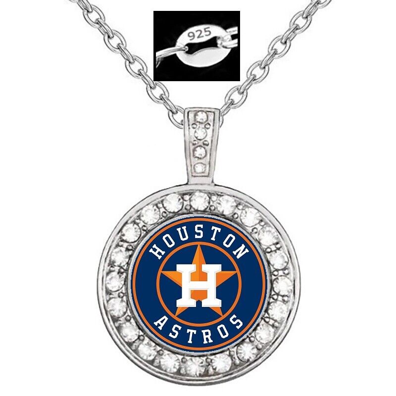 Houston Astros Womens 925 Sterling Silver Chain Link Necklace With Pendant D18