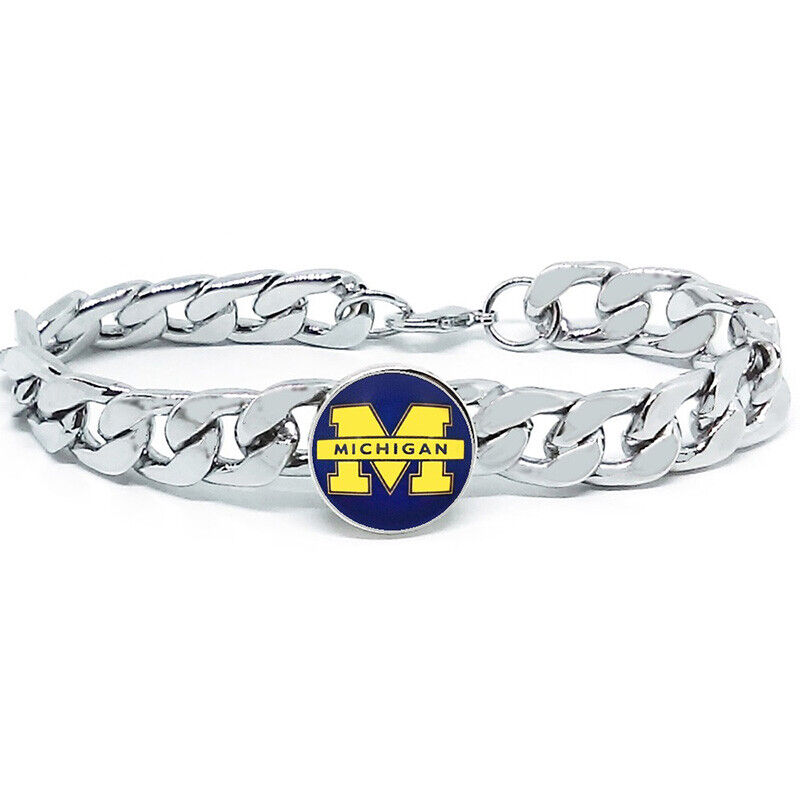 Michigan Wolverines Mens Link Chain Bracelet University State College Gift D4