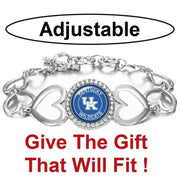 Kentucky Wildcats Womens Silver Heart Link Bracelet W Gift Pkg D27