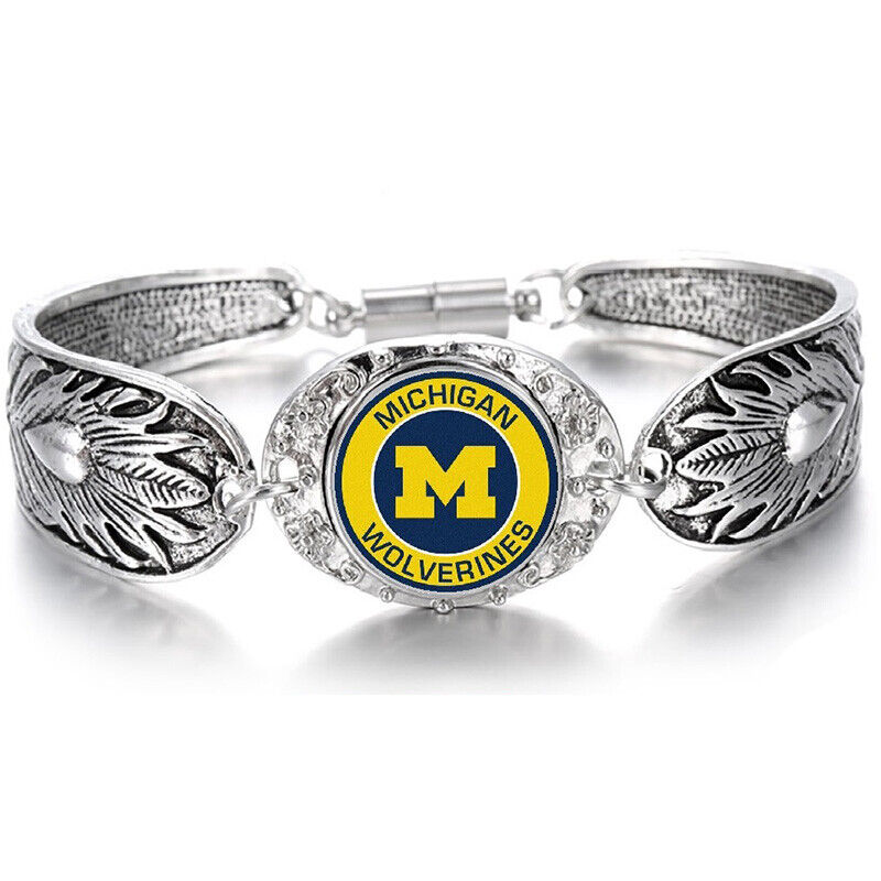 Michigan Wolverines Women'S Sterling Silver Bracelet College Football Gift D3