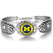 Michigan Wolverines Women'S Sterling Silver Bracelet College Football Gift D3