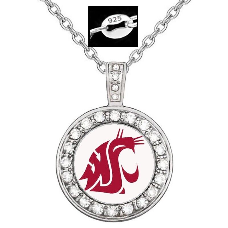 Washington State Cougars Womens Sterling Silver Necklace With Pendant D18