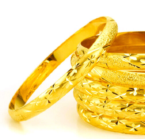2 Piece Lot 18k Yellow Gold Womens Starburst Opening Bracelets + GiftPg D4169