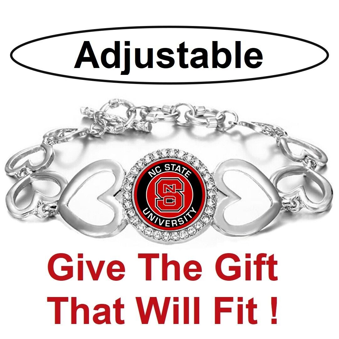 North Carolina Nc State Wolfpack  Womens Silver Link Adjust. Bracelet D27