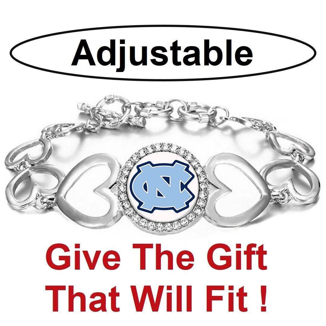 Special North Carolina Tar Heels Womens Silver Link Bracelet W Gift Pkg D27
