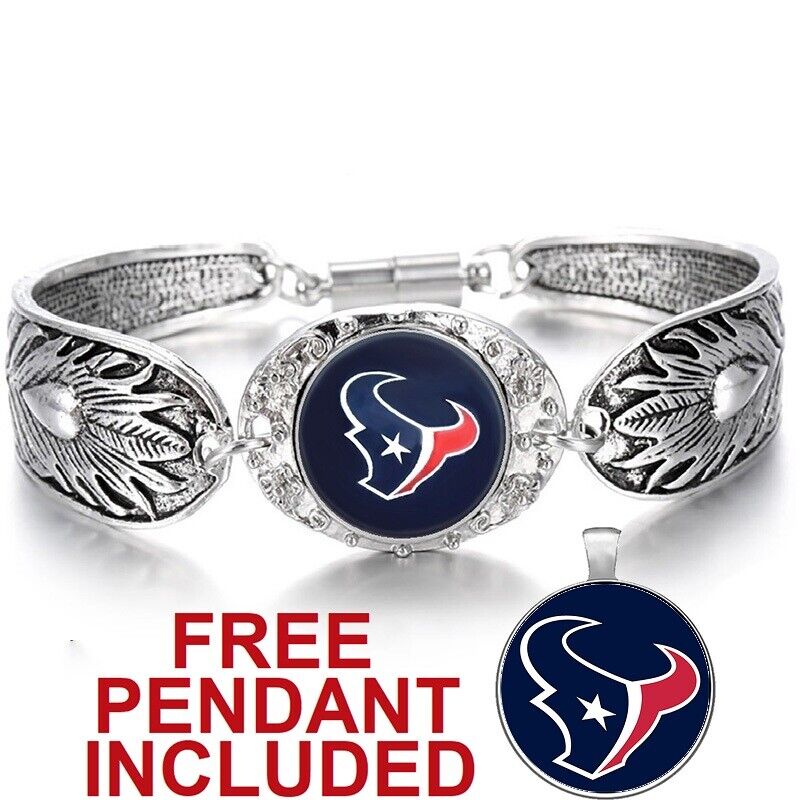 Houston Texans Women'S Sterling Silver Bracelet Football Gift W Gif Tpkg D3