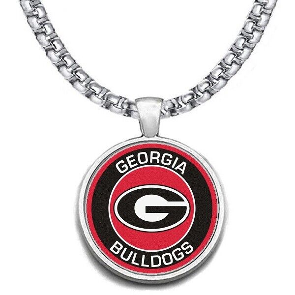Large Georgia Bulldogs 24" Chain Stainless Steel Pendant Necklace Free Ship' D30