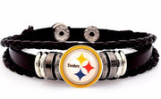 Pittsburgh Steelers Mens Womens Black Leather Bracelet Football W Gift Pg D14