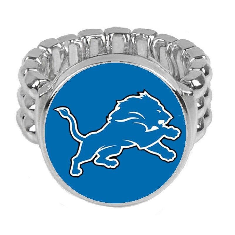 Detroit Lions Silver Mens Womens Football Ring Fits All Sizes W Gift Pk D2