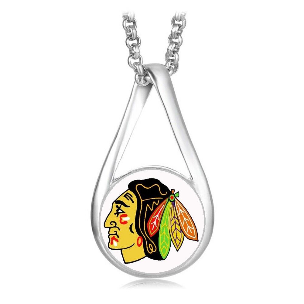 Chicago Blackhawks Womens 925 Silver Link Necklace With Pendant Hockey Gift D28