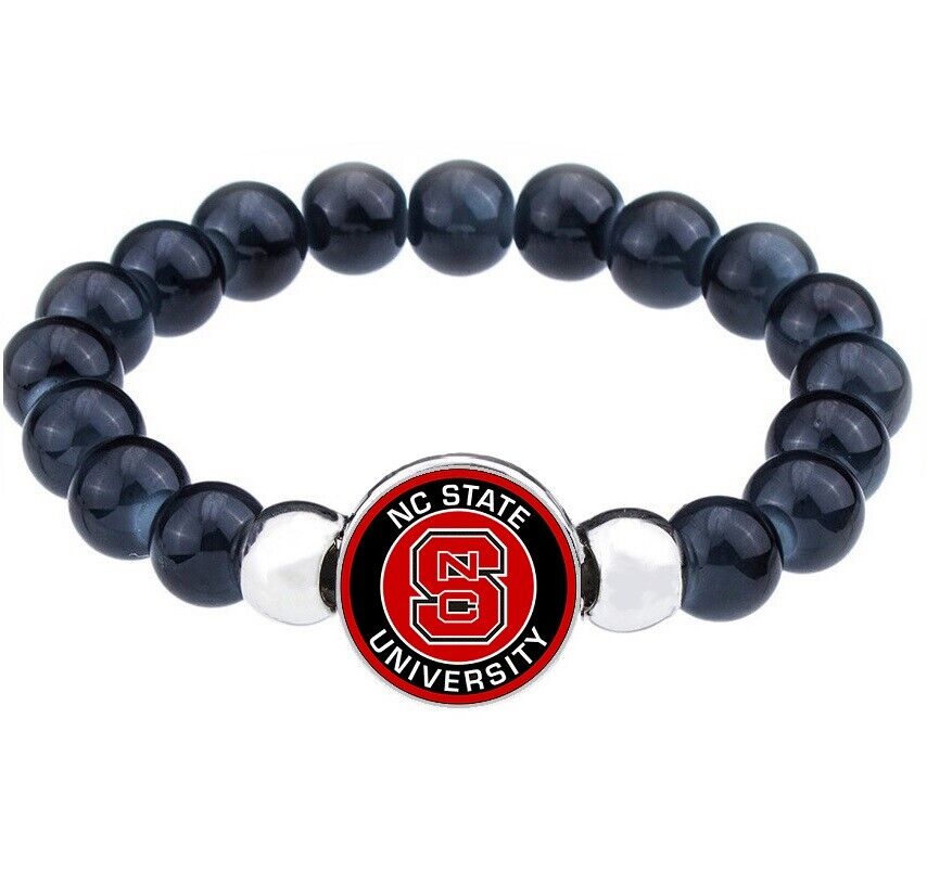 Nc State University Wolfpack Womens Mens Black Bead Chain Bracelet Gift D1