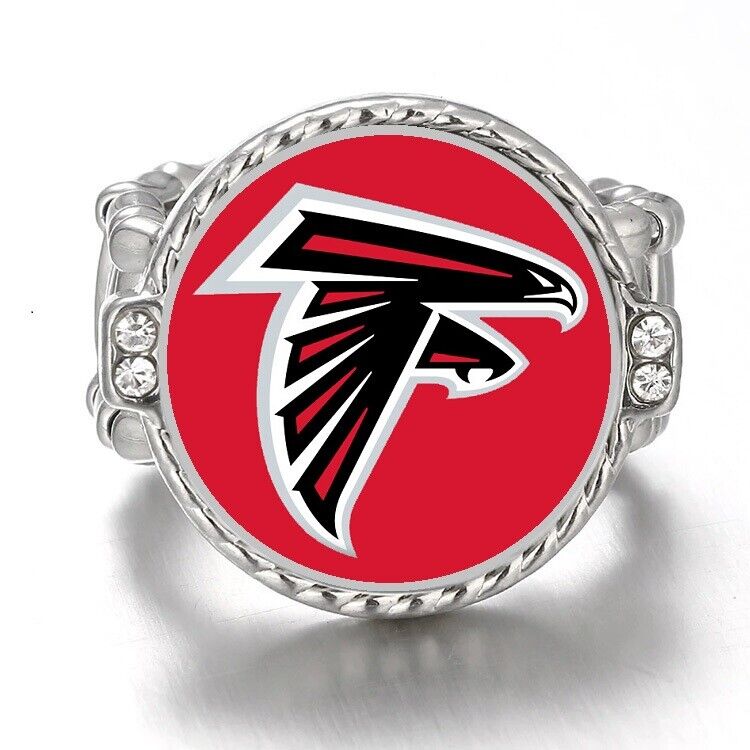 Atlanta Falcons Silver Women'S Crystal Accent Football Ring W Gift Pkg D12
