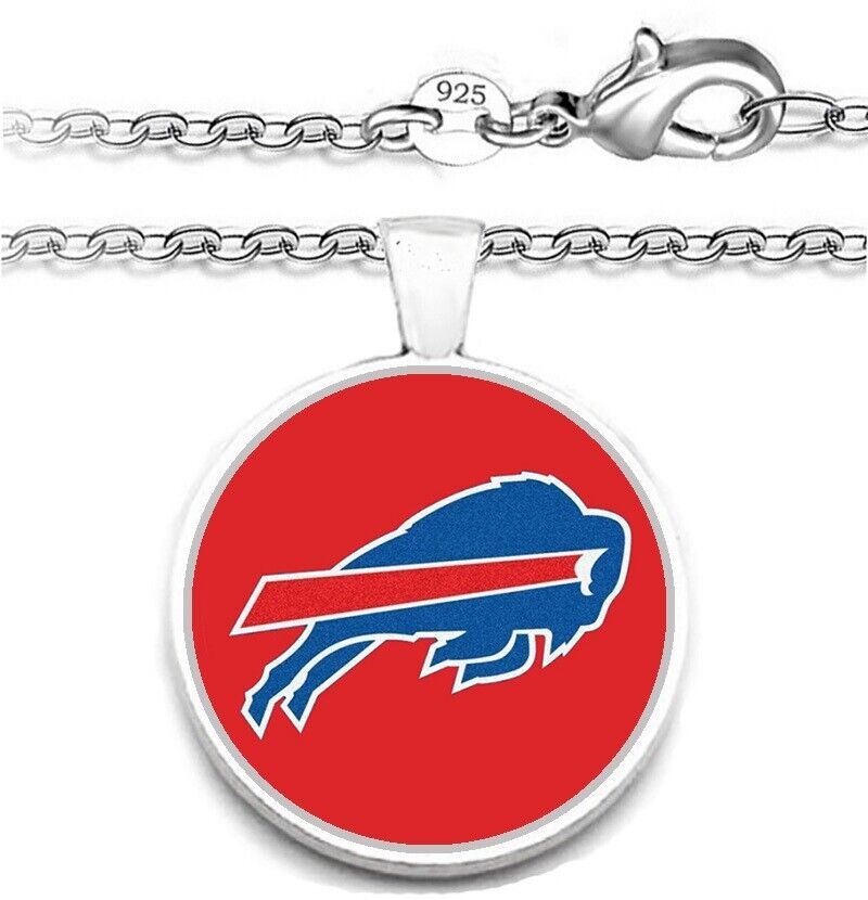 Buffalo Bills Mens Womens 925 Silver Rolo Link Chain Necklace With Pendant A1