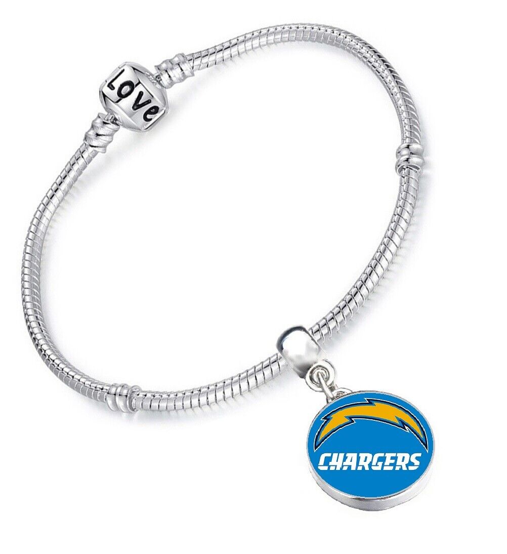 Los Angeles Chargers Womens Sterling Silver Snake Bracelet Football Gift D13