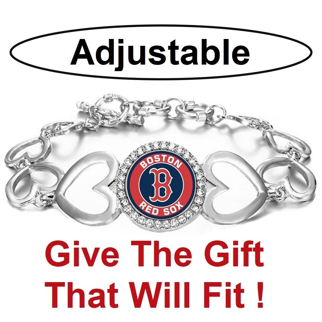 Boston Red Sox Women'S Silver Adjustable Heart Bracelet W Gift Pkg D27-Rd