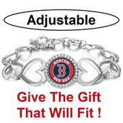 Boston Red Sox Women'S Silver Adjustable Heart Bracelet W Gift Pkg D27-Rd