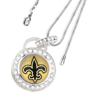 New Orleans Saints Sterling Silver Womens Link Chain Necklace Crystal Pend D17