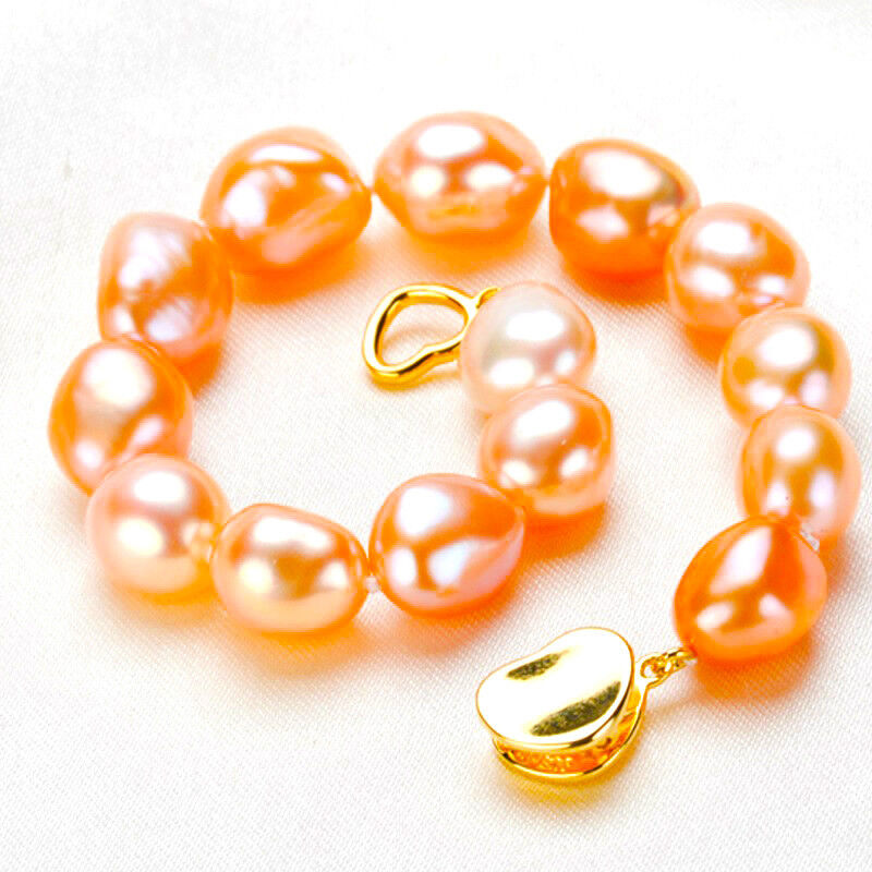 Women's Pink Akoya Cultured 9-10MM Baroque Pearls Bracelet Small 7" Size D605