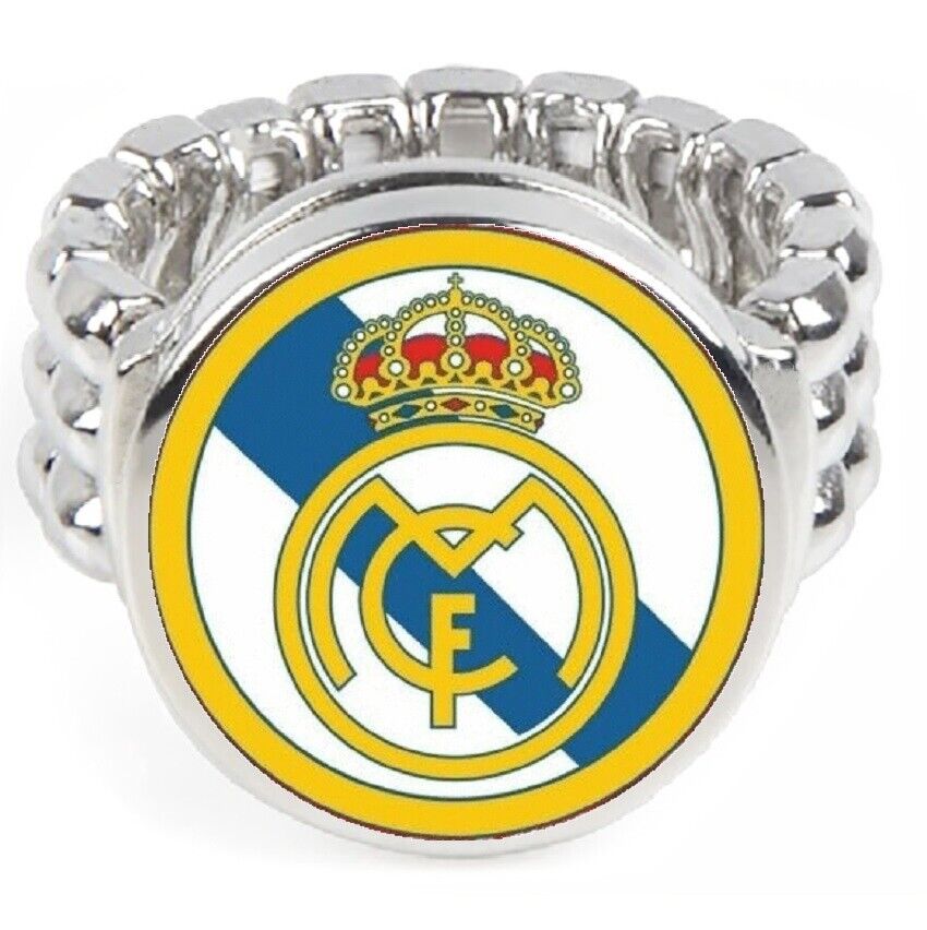 Real Madrid Men'S Women'S Soccer Futbol Silver Team Ring Fits All W Gift Pkg D2