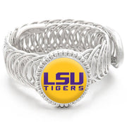 Lsu Tigers Yellow Purple Mens Silver Adjustable Chain Bracelet Jewelry Gift D11