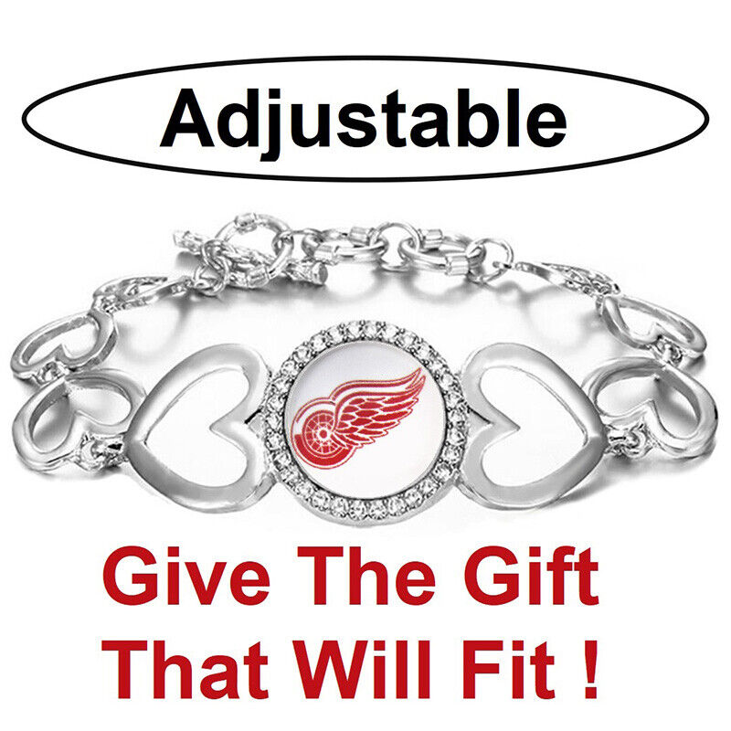 Detroit Red Wings Hockey Team Womens Silver Bracelet W Gift Pkg D27
