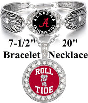 Alabama Crimson Tide Womens 925 Sterling Silver Necklace Bracelet Gift Set D3D18