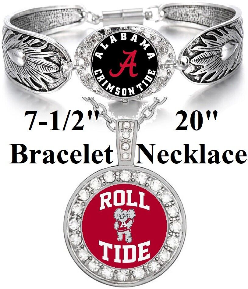 Alabama Crimson Tide Womens 925 Sterling Silver Necklace Bracelet Gift Set D3D18