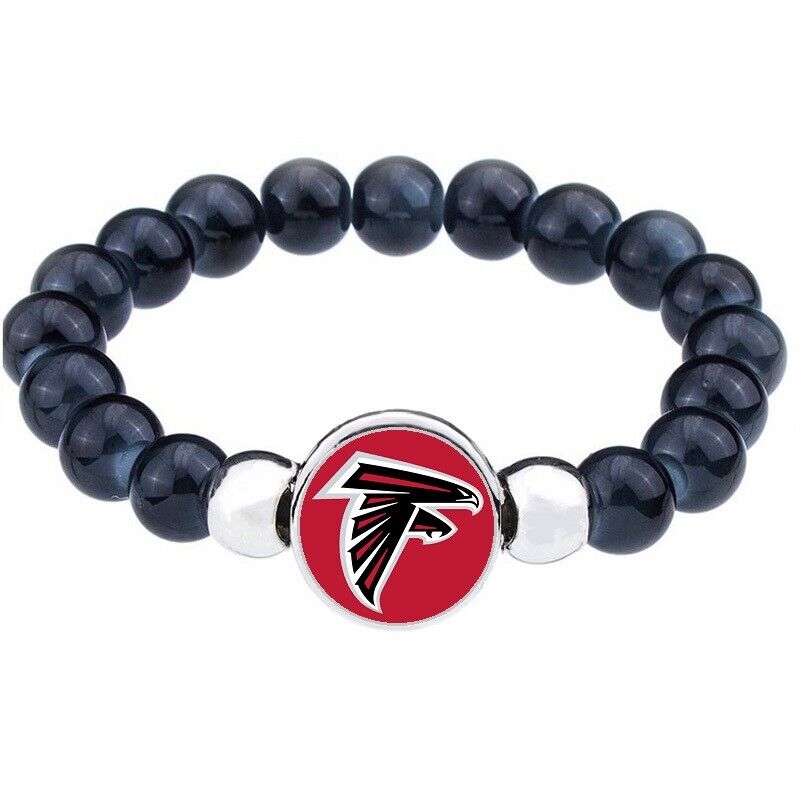 Atlanta Falcons Women'S Men'S Black Bead Bracelet Bangle D1