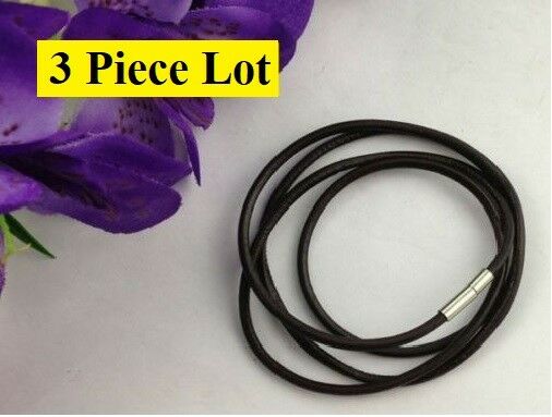 3 Piece Lot 18" Necklace Or Bracelet Wrap Womens Men Black Leather DIY D208