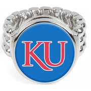 University Of Kansas Jayhawks Silver Mens Womens Ring Fits All W Giftpk D2