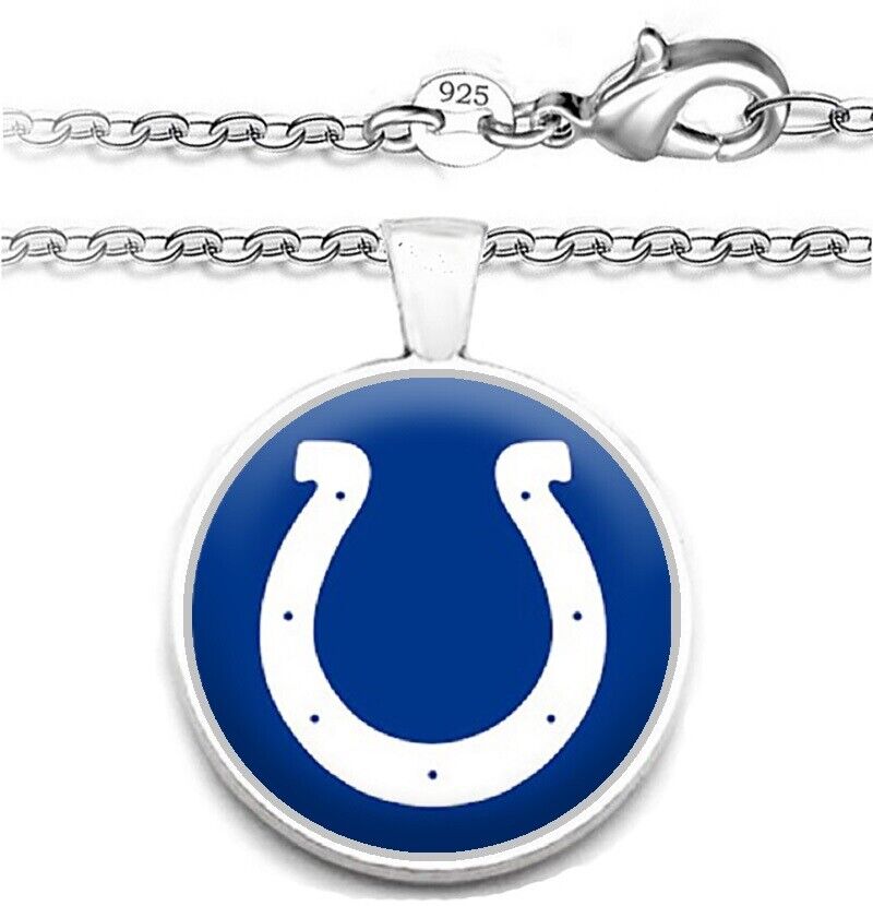 Indianapolis Colts Mens Womens 925 Silver Link Chain Necklace With Pendant A1